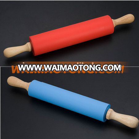 Large Size Food Grade Silicone Rubber Rolling Pin with wood handle